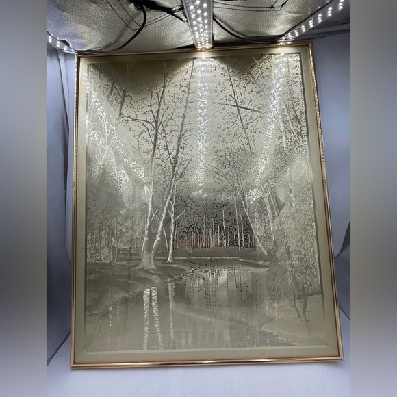 Vintage Manifestations Foil Art – Gold Forest River Optical Illusion 24x30